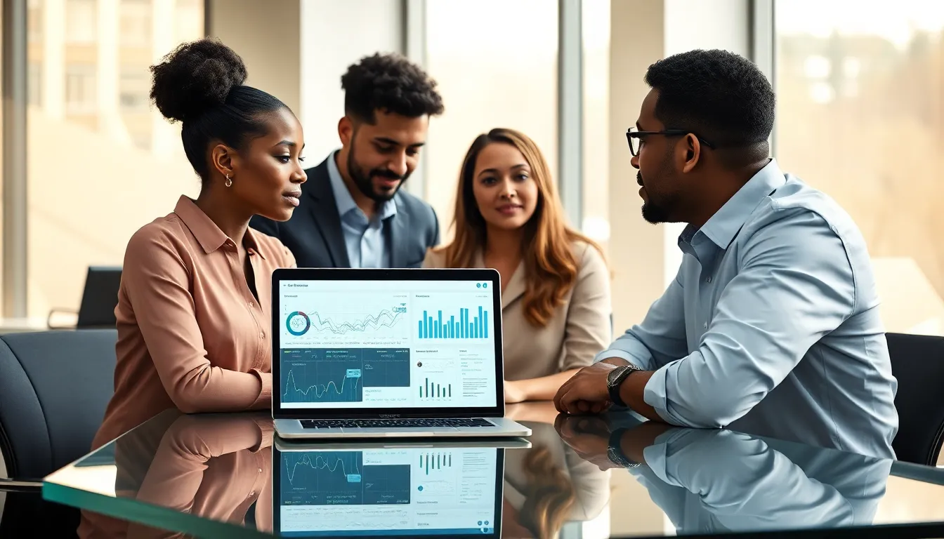 diverse team discussing the significance of a specific number in a modern office.
