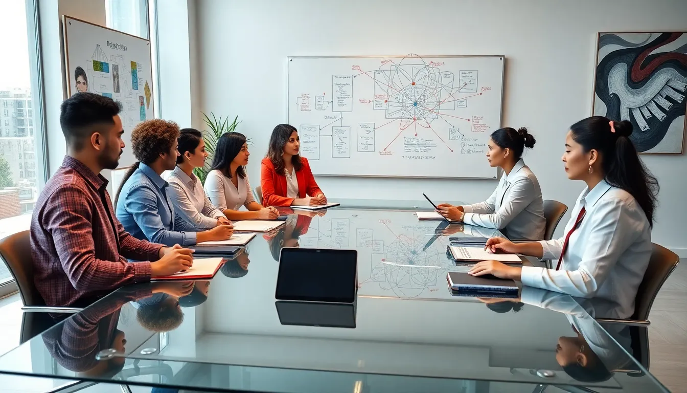 diverse team discussing the concept of σινβαβκ in a modern office.